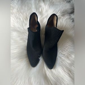 Lucky Brand Braylie black perforated suede leather booties
